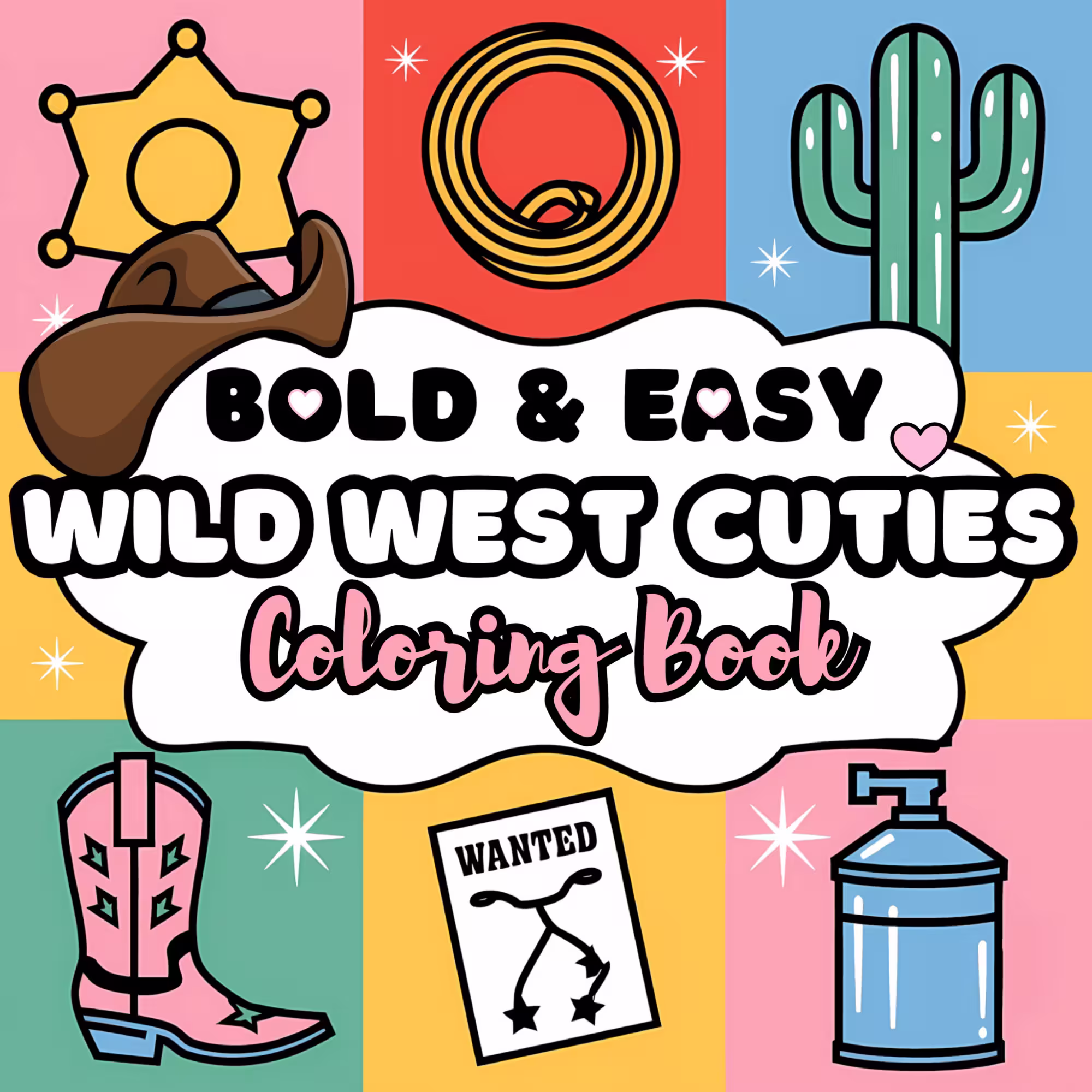  Cute wild west sheriff adventures coloring book for tweens and kids and adults